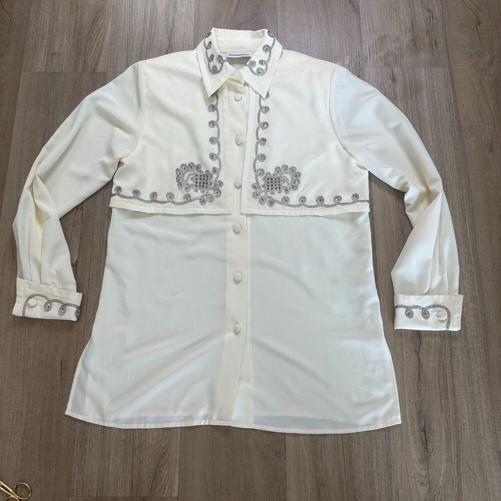 Vintage Christie & Jill Cowboy Cowgirl Rodeo Womens Small Embroidered Beaded Top